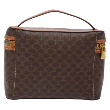 CELINE Macadam Canvas Vanity Pouch PVC Leather Brown Gold Auth 137943 - 0
