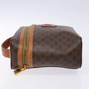 CELINE Macadam Canvas Vanity Pouch PVC Leather Brown Gold Auth 137943-4