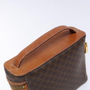 CELINE Macadam Canvas Vanity Pouch PVC Leather Brown Gold Auth 137943-6