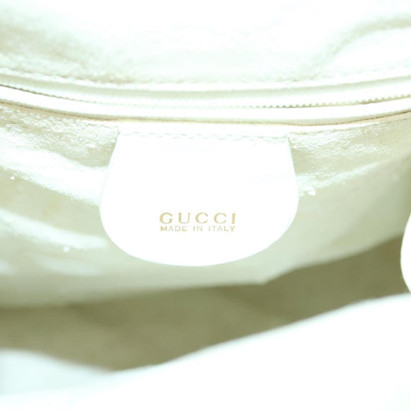 GUCCI Bamboo Body Bag Patent leather White Gold 003 3444 0127 Auth 137949