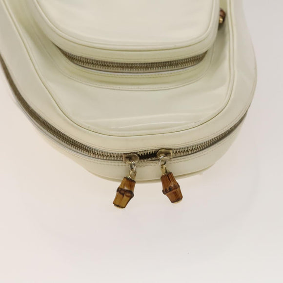 GUCCI Bamboo Body Bag Patent leather White Gold 003 3444 0127 Auth 137949