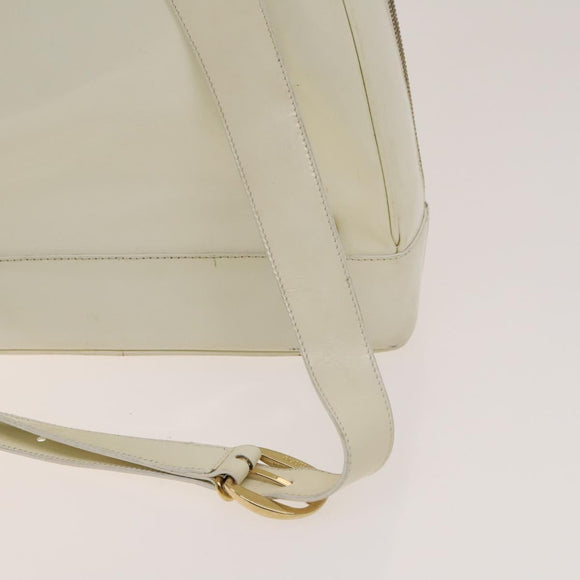 GUCCI Bamboo Body Bag Patent leather White Gold 003 3444 0127 Auth 137949