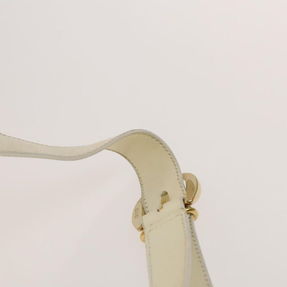 GUCCI Bamboo Body Bag Patent leather White Gold 003 3444 0127 Auth 137949