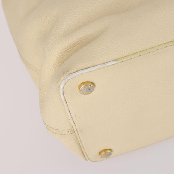 CHANEL Hand Bag Caviar Skin Beige Gold CC Auth 137950