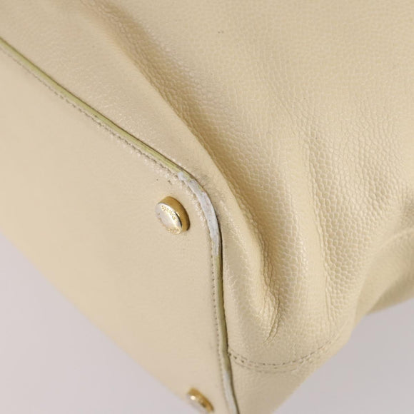 CHANEL Hand Bag Caviar Skin Beige Gold CC Auth 137950