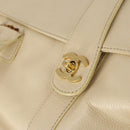 CHANEL Hand Bag Caviar Skin Beige Gold CC Auth 137950-18