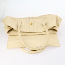 CHANEL Hand Bag Caviar Skin Beige Gold CC Auth 137950-11