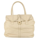 CHANEL Hand Bag Caviar Skin Beige Gold CC Auth 137950-13