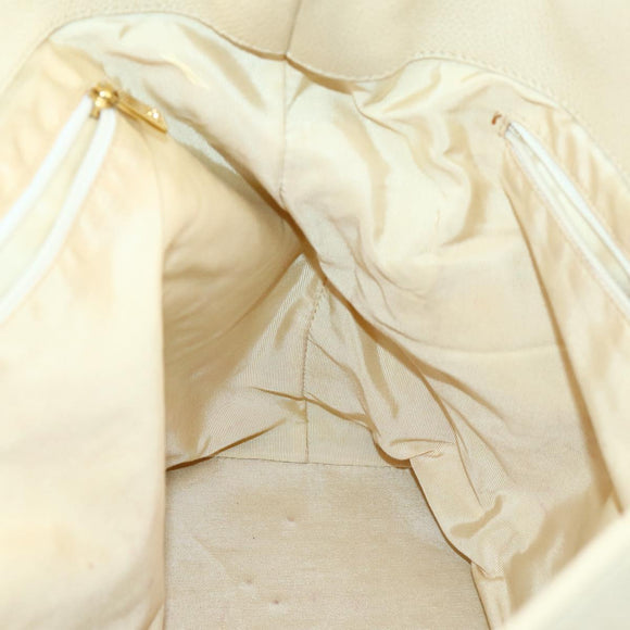 CHANEL Hand Bag Caviar Skin Beige Gold CC Auth 137950