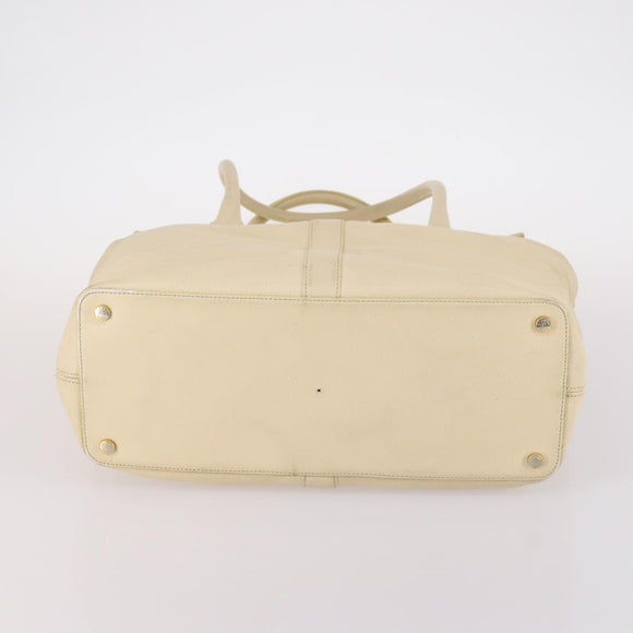 CHANEL Hand Bag Caviar Skin Beige Gold CC Auth 137950