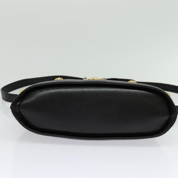 Salvatore Ferragamo Hand Bag Leather 2way Black Gold Auth 137968