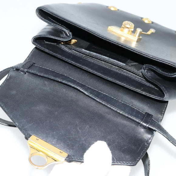 Salvatore Ferragamo Hand Bag Leather 2way Black Gold Auth 137968