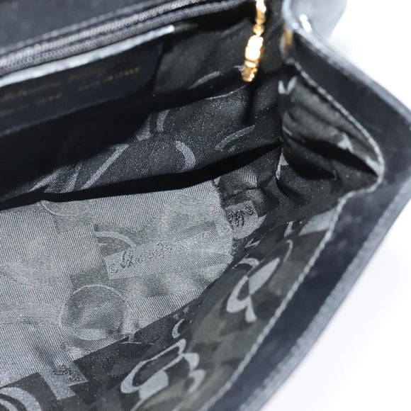 Salvatore Ferragamo Hand Bag Leather 2way Black Gold Auth 137968