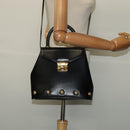 Salvatore Ferragamo Hand Bag Leather 2way Black Gold Auth 137968-23