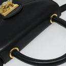Salvatore Ferragamo Hand Bag Leather 2way Black Gold Auth 137968-6