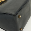 Salvatore Ferragamo Gancini Hand Bag Leather Navy Gold Auth 137969-8