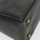 Salvatore Ferragamo Gancini Hand Bag Leather Navy Gold Auth 137969-16