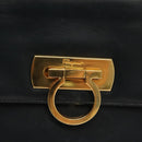 Salvatore Ferragamo Gancini Hand Bag Leather Navy Gold Auth 137969-18