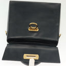 Salvatore Ferragamo Gancini Hand Bag Leather Navy Gold Auth 137969-9