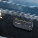 Salvatore Ferragamo Gancini Hand Bag Leather Navy Gold Auth 137969-12