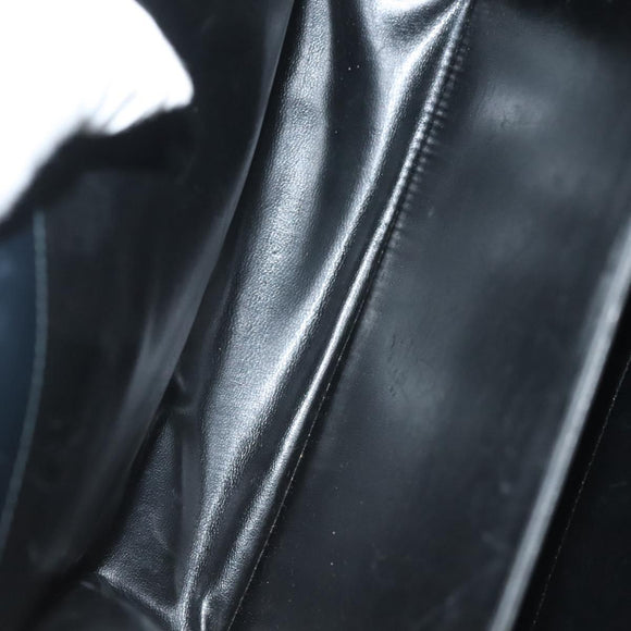 Salvatore Ferragamo Gancini Hand Bag Leather Navy Gold Auth 137969