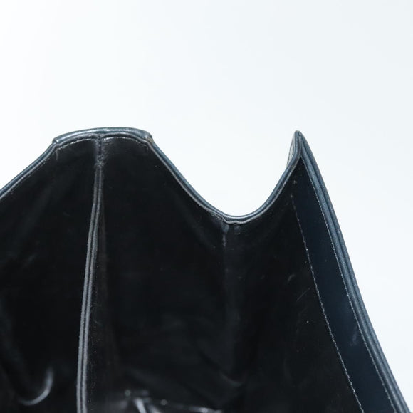 Salvatore Ferragamo Gancini Hand Bag Leather Navy Gold Auth 137969