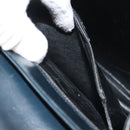 Salvatore Ferragamo Gancini Hand Bag Leather Navy Gold Auth 137969-11