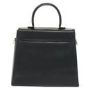 Salvatore Ferragamo Gancini Hand Bag Leather Navy Gold Auth 137969-2