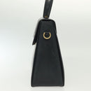 Salvatore Ferragamo Gancini Hand Bag Leather Navy Gold Auth 137969-3