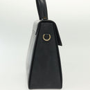 Salvatore Ferragamo Gancini Hand Bag Leather Navy Gold Auth 137969-4