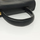 Salvatore Ferragamo Gancini Hand Bag Leather Navy Gold Auth 137969-7