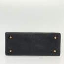 Salvatore Ferragamo Gancini Hand Bag Leather Navy Gold Auth 137969-5