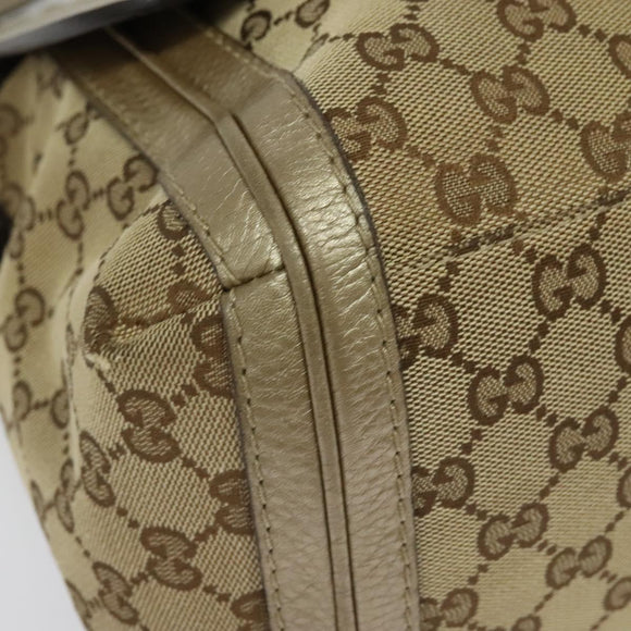 GUCCI GG Canvas Bamboo Shoulder Bag Beige Gold 282301 Auth 137972