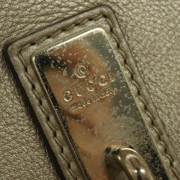 GUCCI GG Canvas Bamboo Shoulder Bag Beige Gold 282301 Auth 137972