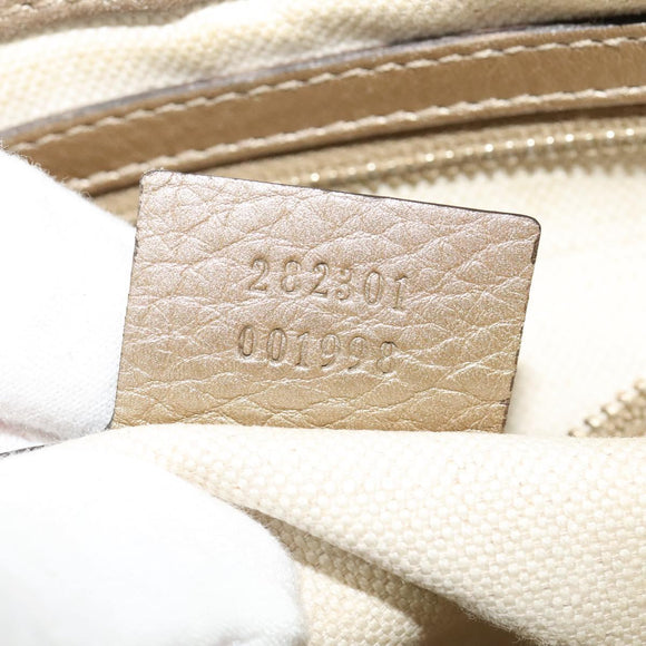 GUCCI GG Canvas Bamboo Shoulder Bag Beige Gold 282301 Auth 137972
