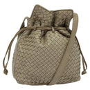 BOTTEGA VENETA INTRECCIATO Shoulder Bag Leather Beige Gold Auth 137976-1