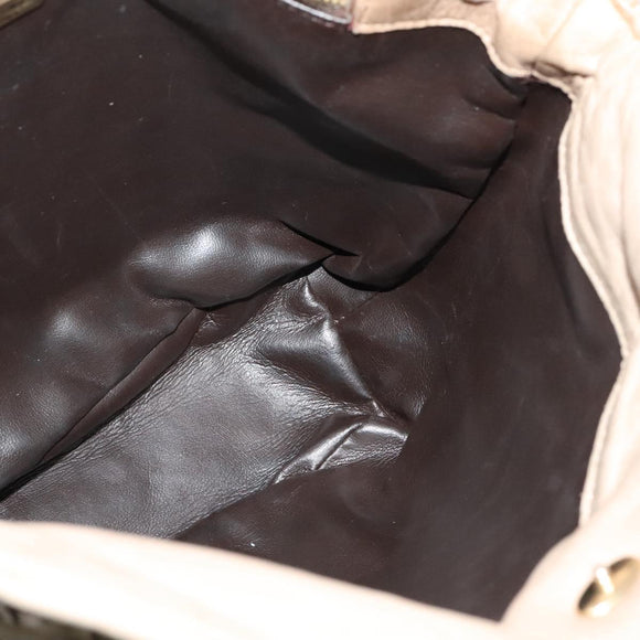 BOTTEGA VENETA INTRECCIATO Shoulder Bag Leather Beige Gold Auth 137976