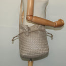 BOTTEGA VENETA INTRECCIATO Shoulder Bag Leather Beige Gold Auth 137976-19