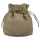 BOTTEGA VENETA INTRECCIATO Shoulder Bag Leather Beige Gold Auth 137976-2