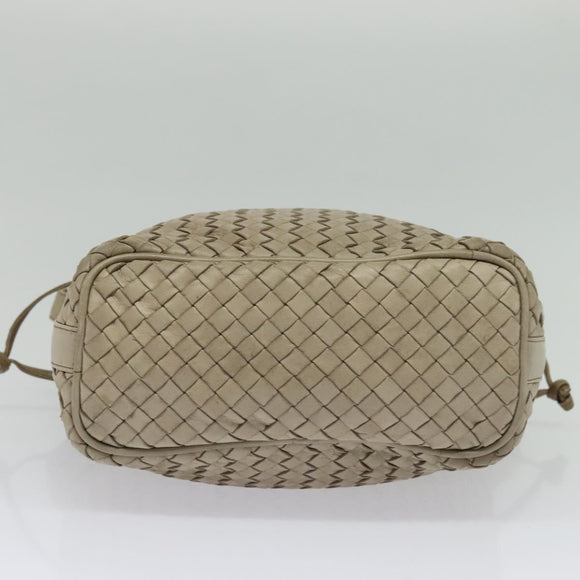 BOTTEGA VENETA INTRECCIATO Shoulder Bag Leather Beige Gold Auth 137976
