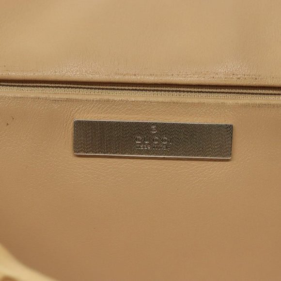 GUCCI Bamboo Shoulder Bag Leather Beige Silver 001 3865 Auth 137980
