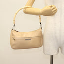 GUCCI Bamboo Shoulder Bag Leather Beige Silver 001 3865 Auth 137980-23