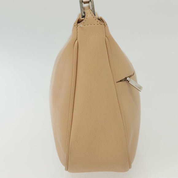 GUCCI Bamboo Shoulder Bag Leather Beige Silver 001 3865 Auth 137980