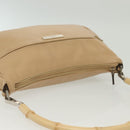GUCCI Bamboo Shoulder Bag Leather Beige Silver 001 3865 Auth 137980-6