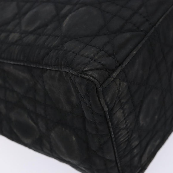 Christian Dior Canage Hand Bag Nylon Black Silver Auth 137984