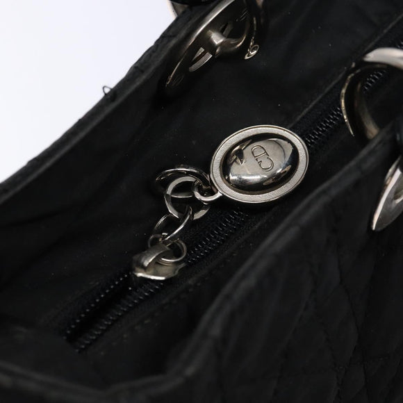 Christian Dior Canage Hand Bag Nylon Black Silver Auth 137984