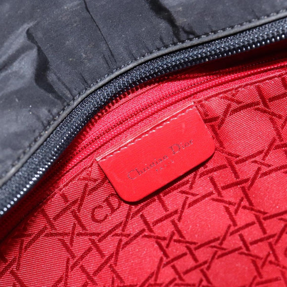 Christian Dior Canage Handtas Nylon Zwart Zilver Auth 137984