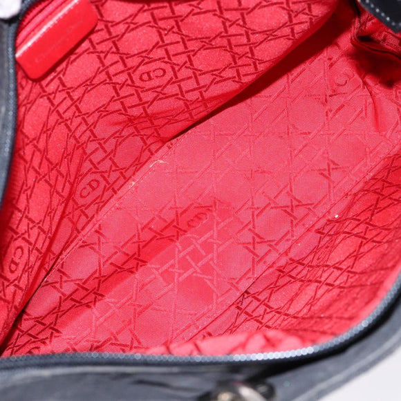 Christian Dior Canage Hand Bag Nylon Black Silver Auth 137984