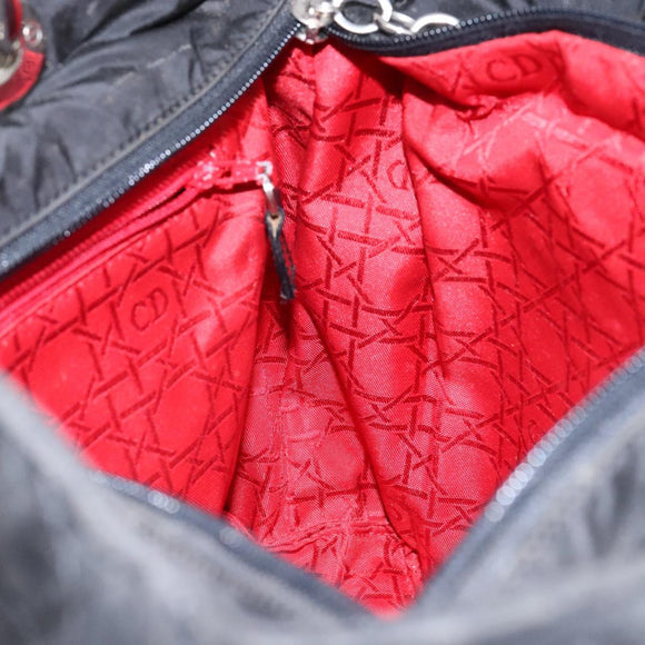 Christian Dior Canage Hand Bag Nylon Black Silver Auth 137984