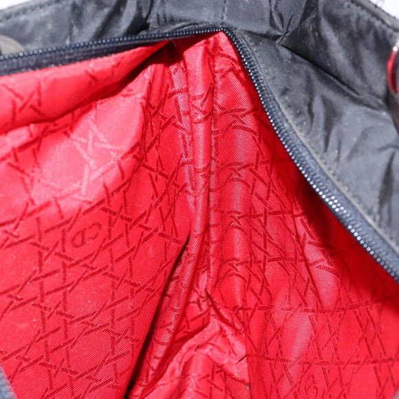 Christian Dior Canage Hand Bag Nylon Black Silver Auth 137984